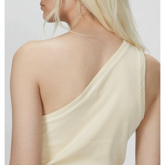 Lanston Revolve Declan One Shoulder Tank Top Butter Ribbed Stretch Womens XS NWT - Picture 2 of 10